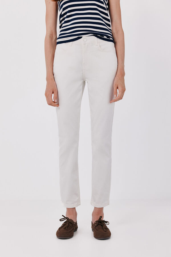 Cortefiel Coloured cropped skinny jeans White
