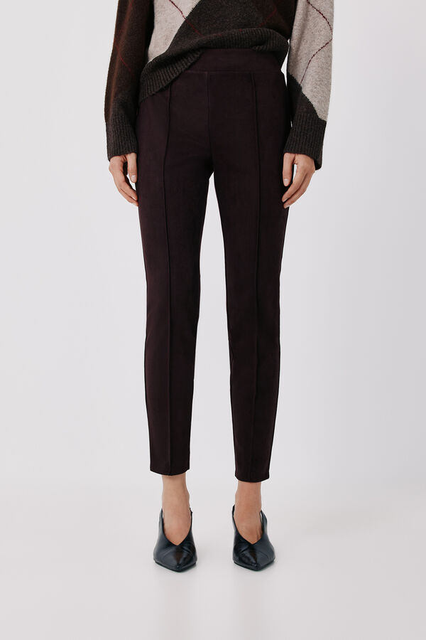 Cortefiel Faux suede women's leggings Dark brown