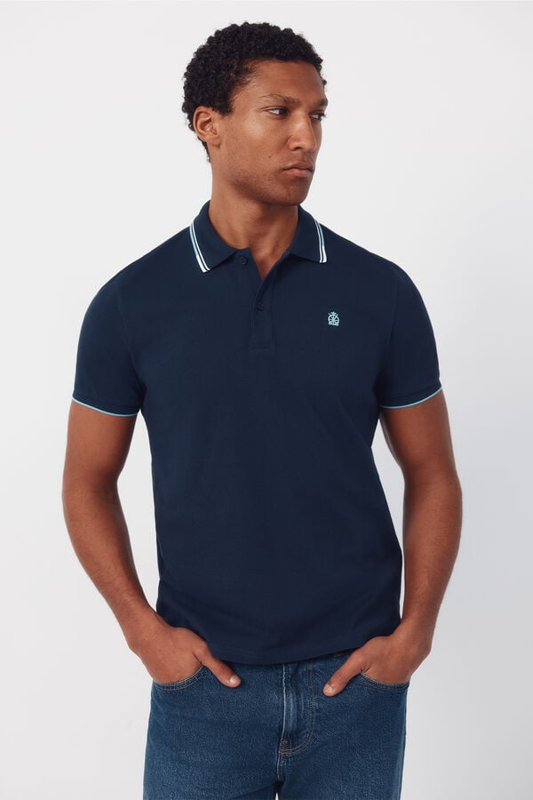 Cortefiel Polo shirt with tips Navy