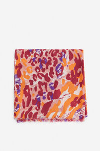Cortefiel Multicoloured print scarf Maroon