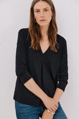 Cortefiel fluid pleated top Black