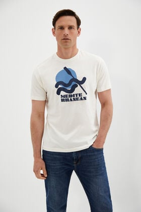 Cortefiel Camiseta gráfica mediterranean Beige