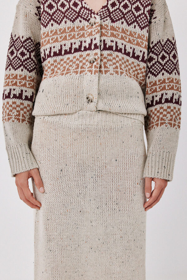 Cortefiel Knit midi skirt Ivory