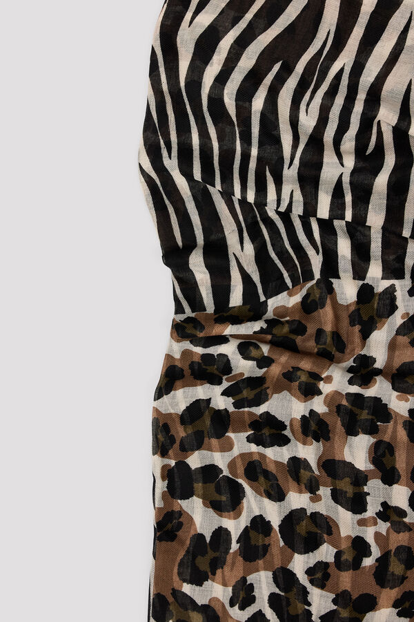 Cortefiel Animal print combination scarf Printed brown