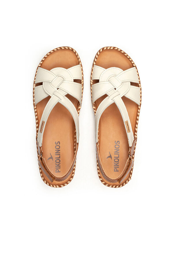Pikolinos Sand&aacute;lia de pele entran&ccedil;ada para mulher Branco