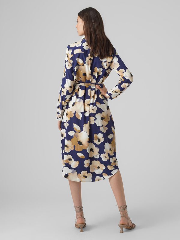 Vero Moda Vestido midi camisero de manga larga Azul