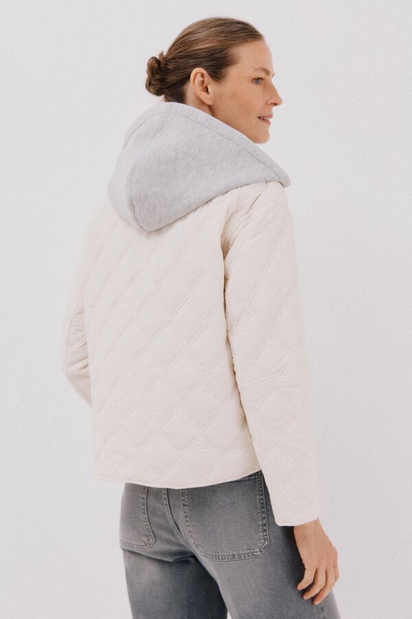 Cortefiel Short hood sweatshirt anorak Ivory