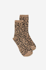 Cortefiel Leopard long socks Brown