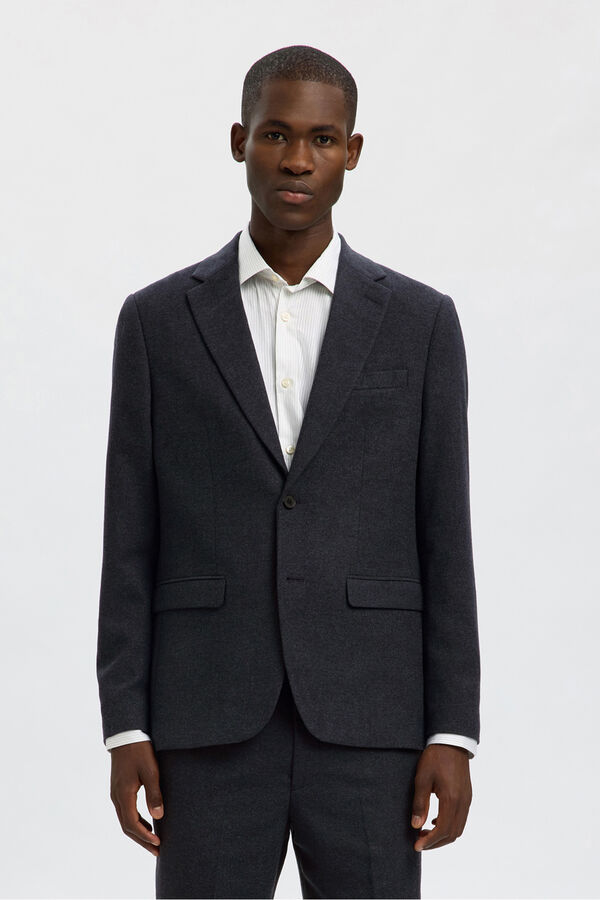 Selected Blazer de lã slim fit Azul