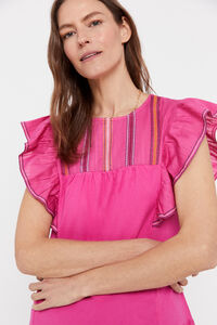 Cortefiel Combined embroidered T-shirt Fuchsia
