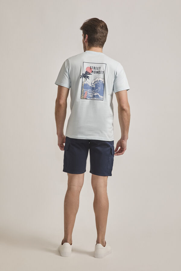 Street Monkey Camiseta manga curta da moda Azul