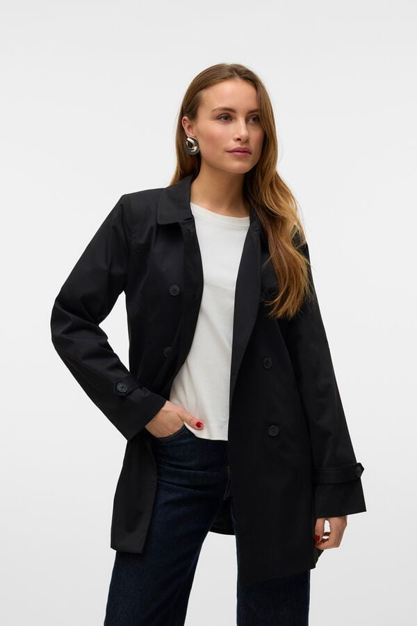 Vero Moda Gabardina 3/4 com cinto para mulher Cinzento