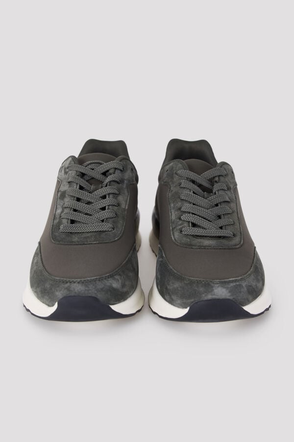 Cortefiel Leather and textile sneaker Kaki