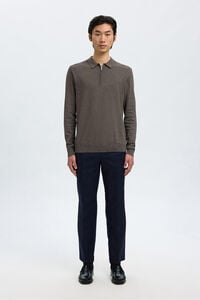 Selected Camisola polo 100% algodão com meia fecho-éclair .