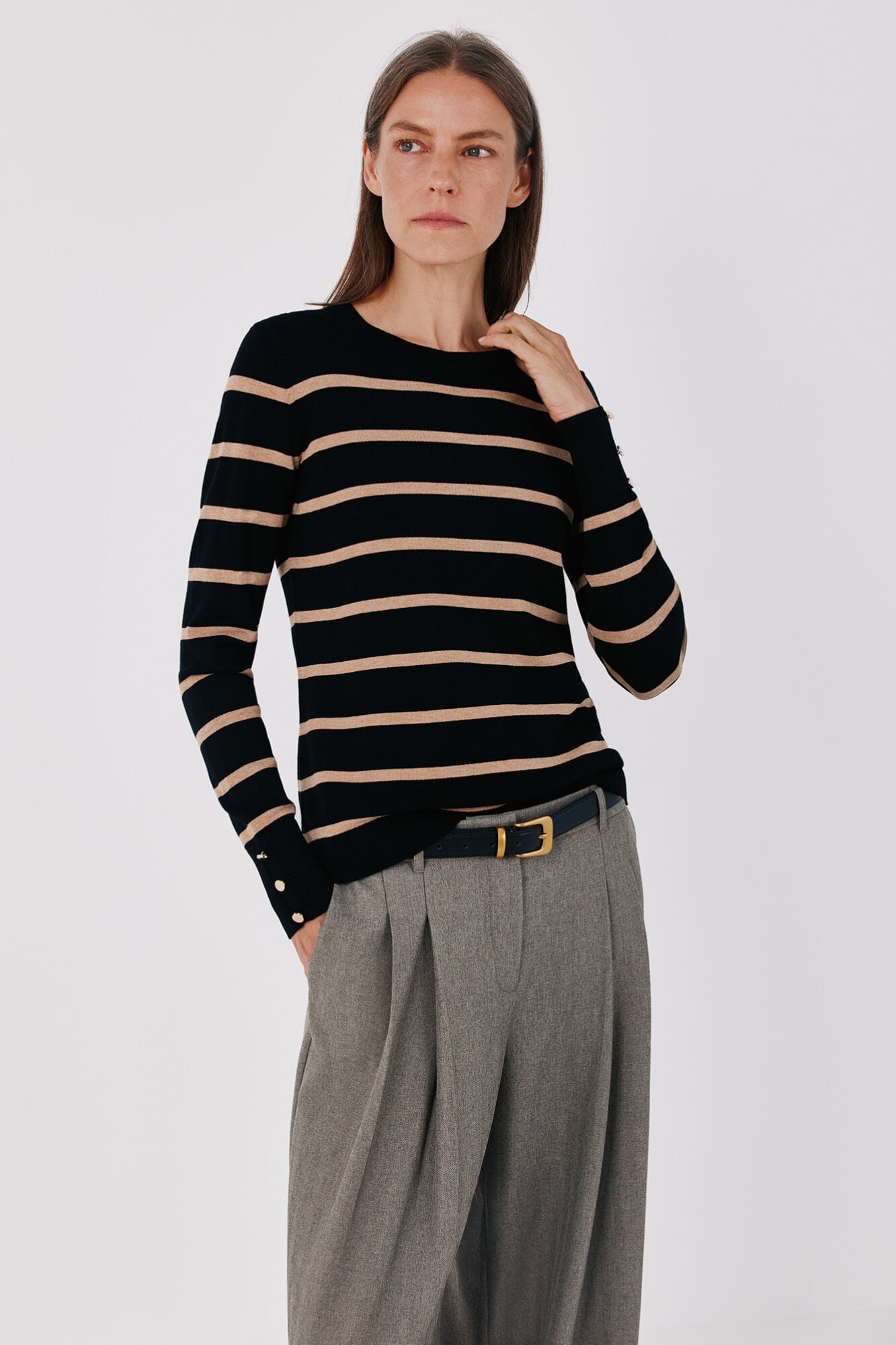 Cortefiel Striped fine knit jumper