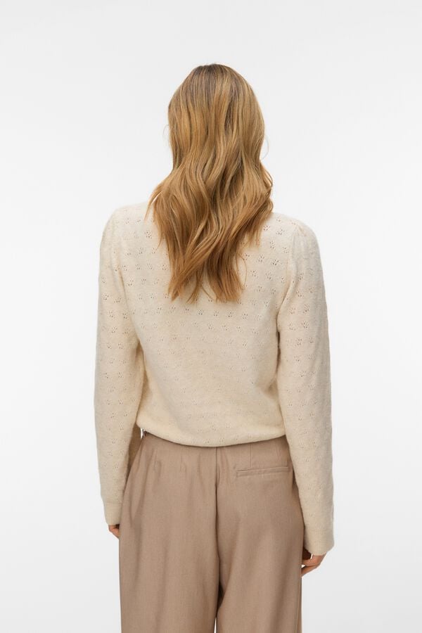 Vero Moda Camisola rendada com mangas bal&atilde;o Tostado