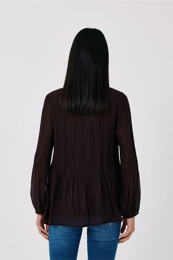 Cortefiel Pleated blouse Dark brown