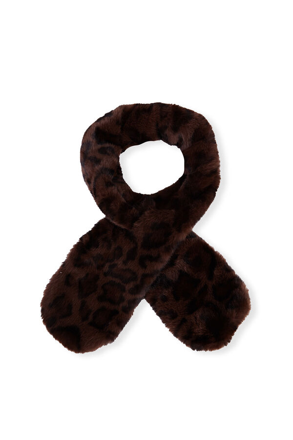 Cortefiel Faux fur scarf Printed brown
