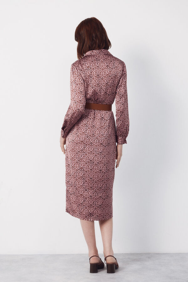 Cortefiel Satin shirt dress Printed purple