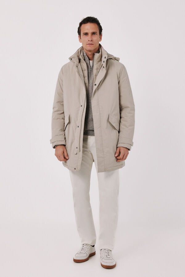 Cortefiel Waterproof trench with removable lining Beige