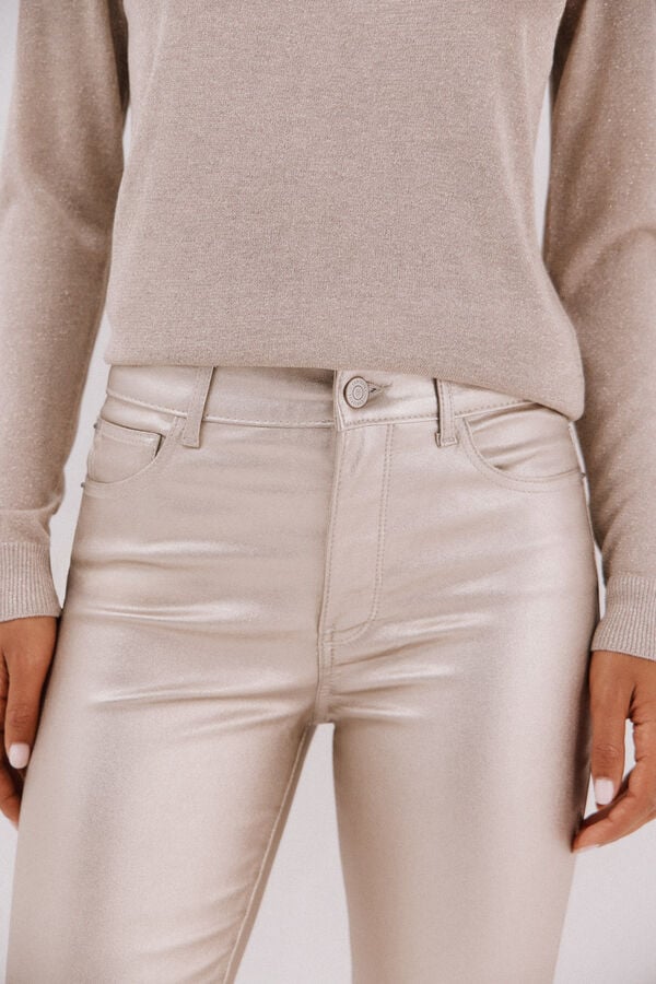 Cortefiel Sensational resin coated pants Beige