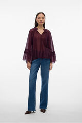 Vero Moda Blusa de manga com babados Roxo