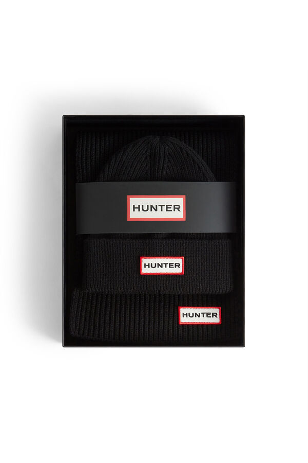 Hunter Conjunto de boné e cachecol Preto