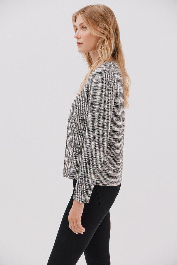 Cortefiel Tweed cardigan Printed white