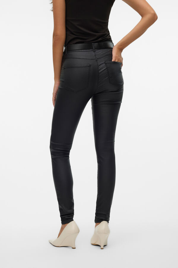 Vero Moda Calça com efeito encerado  Preto