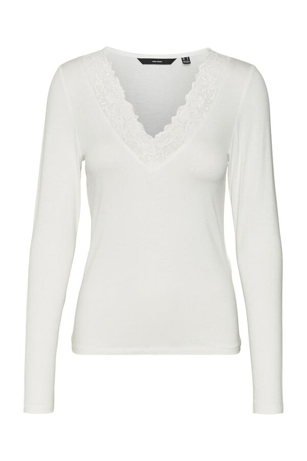 Vero Moda Top de manga larga y cuello pico Blanco