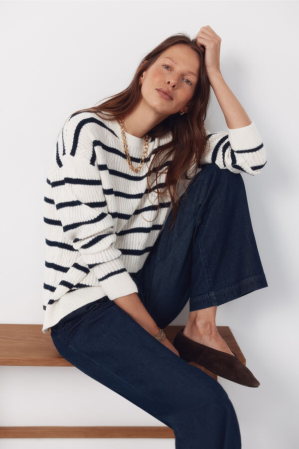 Cortefiel Soft feel jumper Printed white