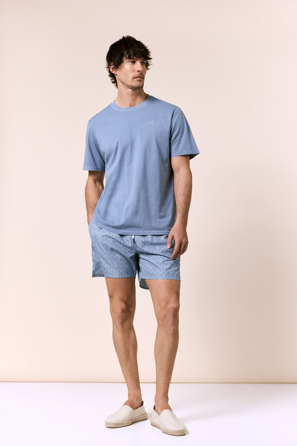 OOTO T-shirt b&aacute;sica lavada Azul