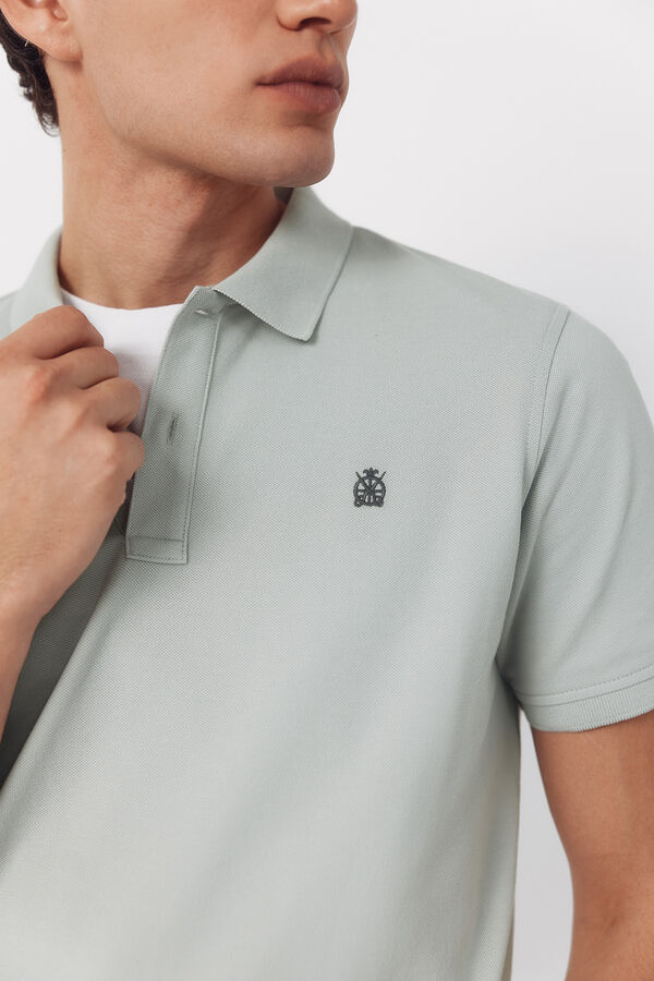 Cortefiel Piqu&eacute; basic slim polo shirt Blue