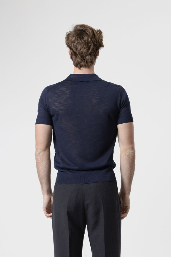 PuroEGO Jersey-knit polo shirt Navy