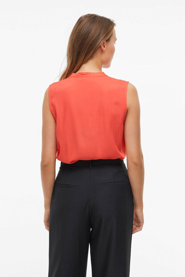 Vila Blusa de viscose mangas com gola mao Subiu