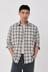 Cortefiel Cotton plaid shirt Beige