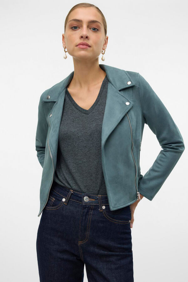 Vero Moda Blus&atilde;o em camur&ccedil;a com tachas Verde