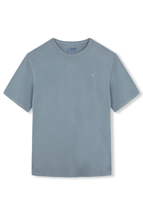 OOTO Basic T-shirt with airplane embroidered Blue