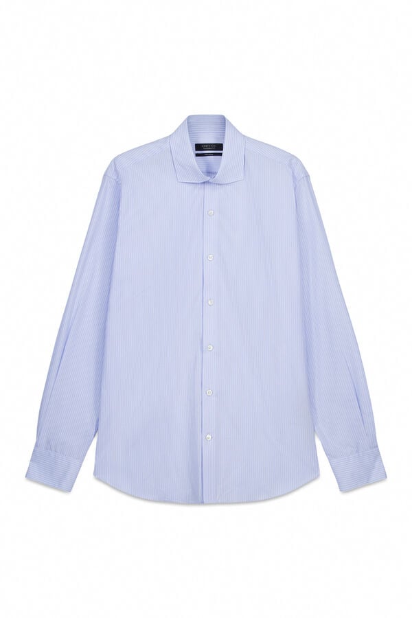 Cortefiel Easy-iron striped dress shirt Blue