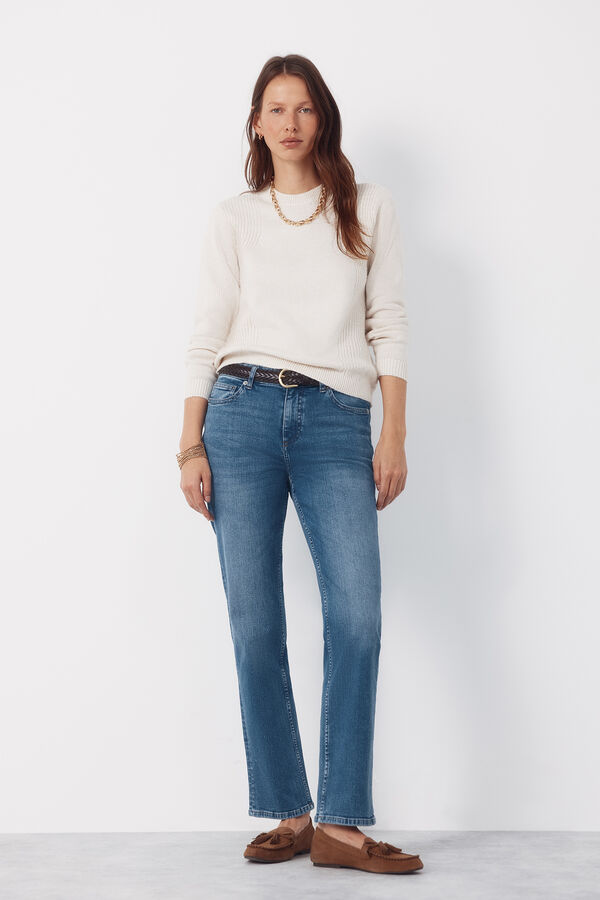 Cortefiel Combined knit jumper Beige