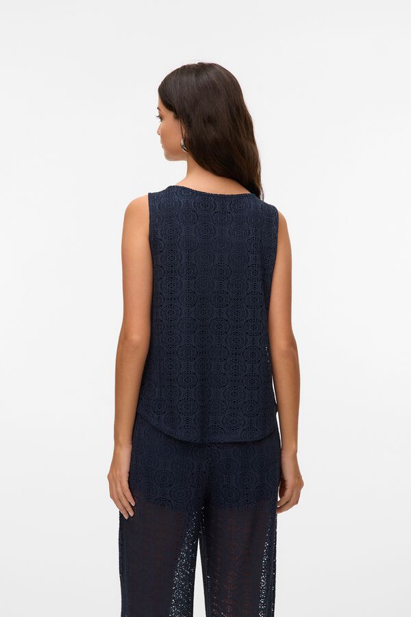 Vero Moda Top de crochet sem mangas Azul