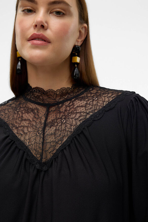 Vero Moda Curve renda de manga comprida Preto