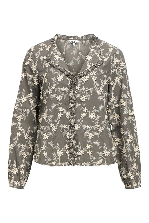 Object Blusa em tecido bordado Cinzento