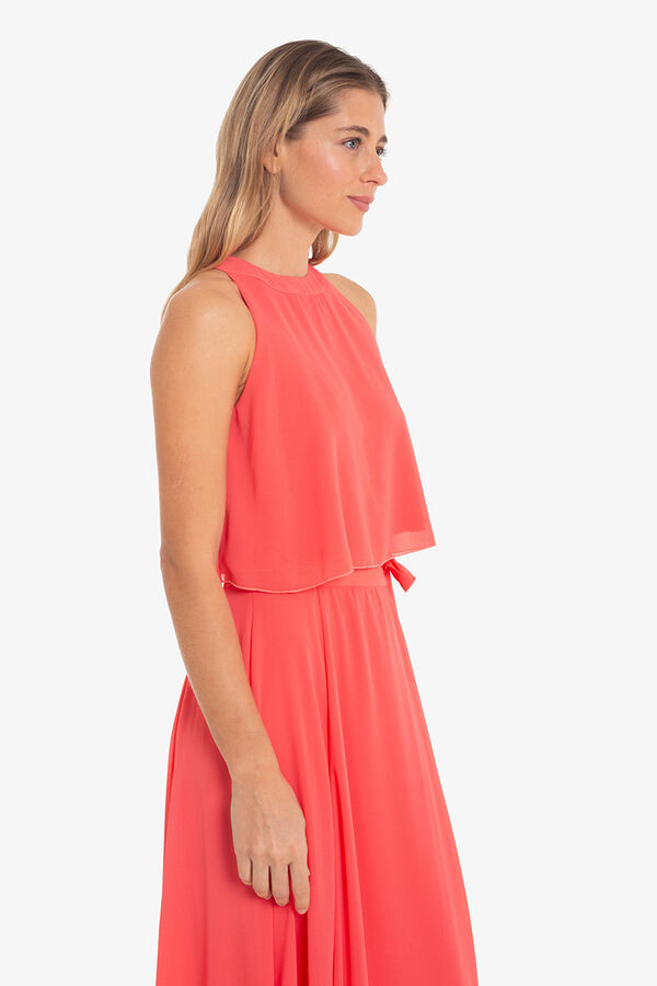 Cuplé Top curto de chiffon Vermelho