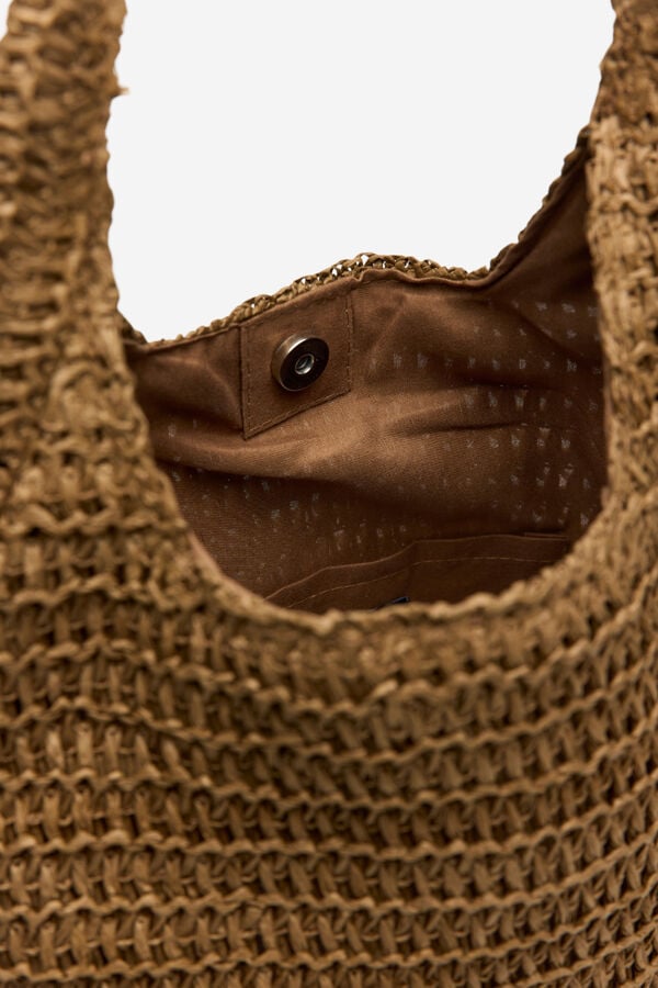 Cortefiel Mala hobo entran&ccedil;ada de r&aacute;fia Castanho