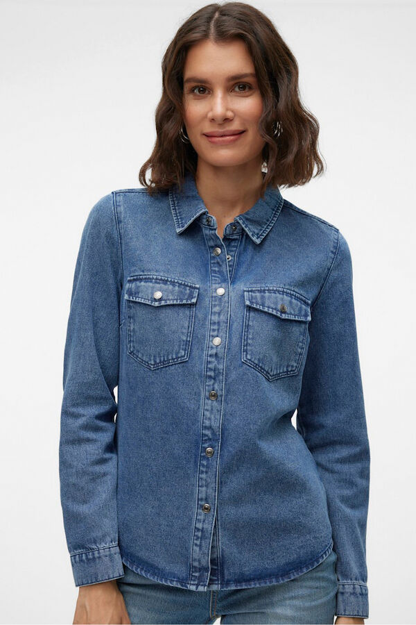 Vero Moda Camisa denim com bolsos no peito Azul