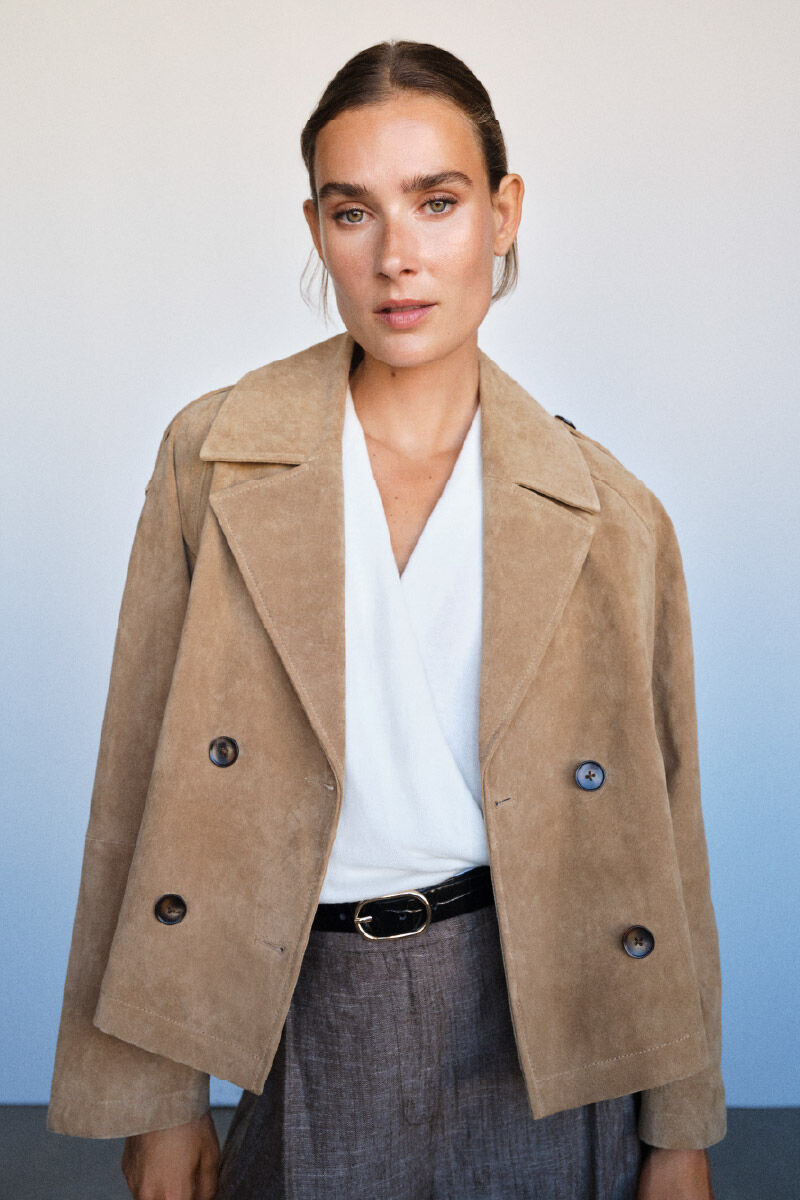 Cortefiel Short leather trench