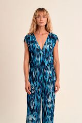 Molly Bracken Macac&atilde;o comprido de mulher de manga curta estampado Azul