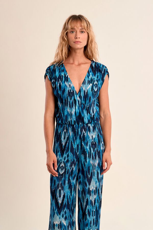 Molly Bracken Macac&atilde;o comprido de mulher de manga curta estampado Azul