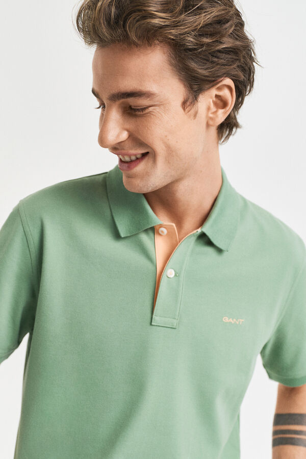 Gant Polo piqué contrastante Verde